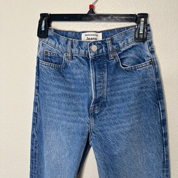 Reformation High Rise Straight Leg Jeans Colorado Wash Minimalist Contemporary - Picture 2 of 7